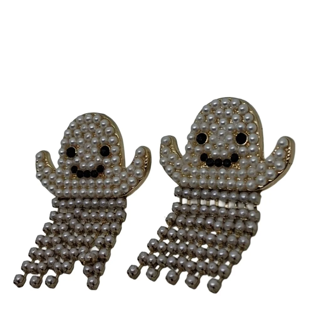 BaubleBar Spooky Ghost Dangle Earrings with Faux Pearl & Rhinestone Beading